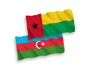 Fototapeta premium Flags of Republic of Guinea Bissau and Azerbaijan on a white background