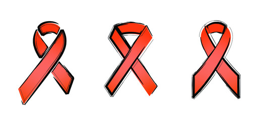 Orange ribbon awareness month. World Kidney Day and symbol of leukemia, RSD, ADHD, ADD and animal abuse concept. Cancer pictogram. Flat vector. Healthcare and medicine concept. 