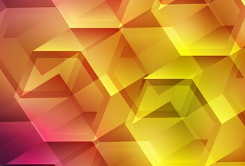 Light Red, Yellow vector backdrop with hexagons.