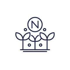 nitrogen fertilizer line icon on white
