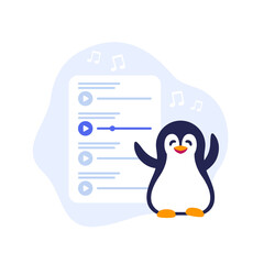 music playlist and happy penguin, online streaming app