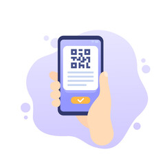 qr code icon with phone, vector