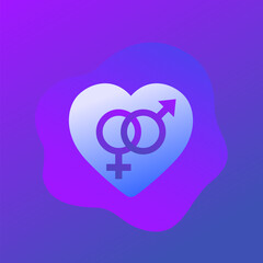sex icon with a heart, vector