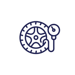 tire pressure icon, tyre check line vector