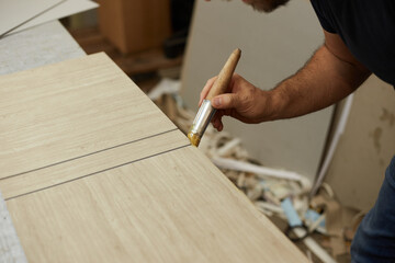 book binder working in a workshop