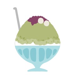 抹茶かき氷　イラスト