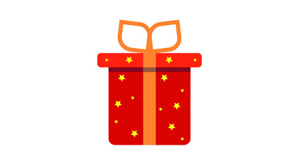 surprise red gift box, birthday celebration, special give away package, loyalty program reward, vector icon, flat illustration