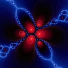 Blue red fractal design abstract fractal background with space