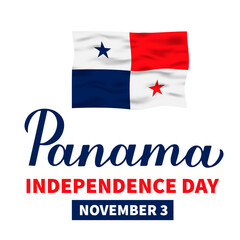 Panama Independence Day calligraphy lettering with flag. National holiday celebrated on November 3. Vector template for typography poster, banner, greeting card, flyer, etc