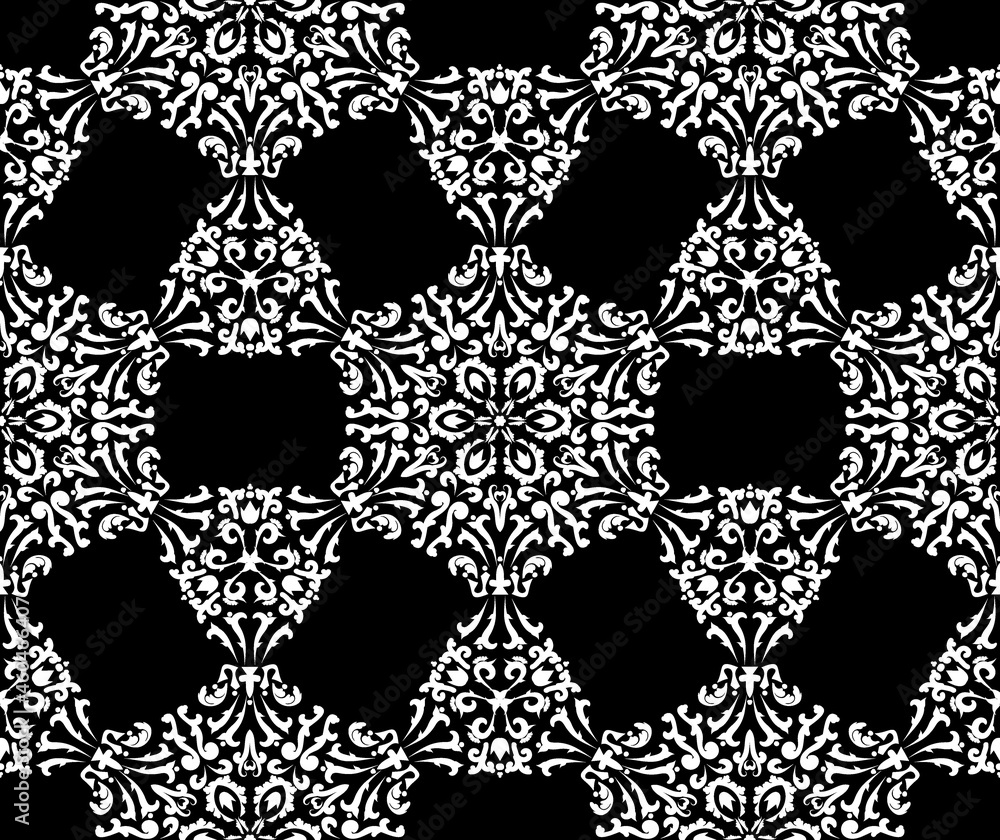 Aufkleber floral white pattern of round elements. seamless pattern of mandalas. vector oriental pattern of mik