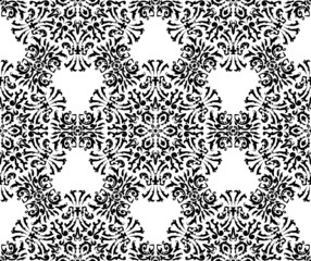 Elegant vector oriental black ornament on white background. Vintage Victorian damask. Seamless abstract pattern. For textiles wallpaper tiles or packaging.