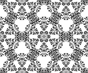 Damask black-white floral pattern. Vintage rich victorian seamless pattern. Decorative ornate texture. Black and white. For fabric, wallpaper, venetian pattern,textile, packaging.