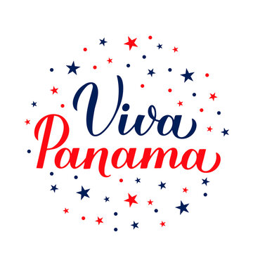 Viva Panama Long Live Panama lettering in Spanish. Panamanian Independence Day celebrated on November 3. Vector template for typography poster, banner, greeting card, flyer, etc