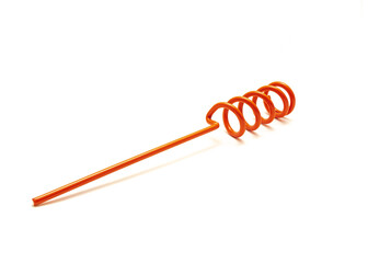 Size view red powdered coated steel finish spiral rod pole holder bank fishing gear isolated on white