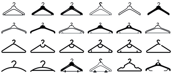 Clothes hanger silhouette icons set - Vector clothes hanger collection