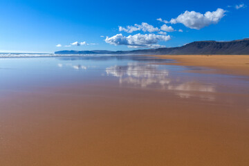 Orange sand beach in Iceland.