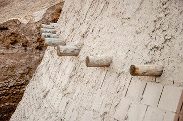 Ruins of the ancient city of Sauran. Historical place of Kazakhstan. Excavations of ancient cities,...