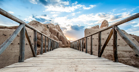 Ruins of the ancient city of Sauran. Historical place of Kazakhstan. Excavations of ancient cities,...