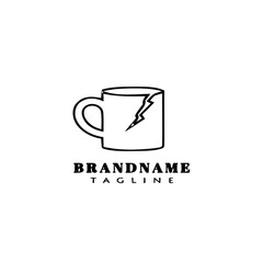 broken cup cartoon logo icon template illustration