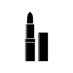 Lipstick, black icon. Isolated on white background vector illustration.