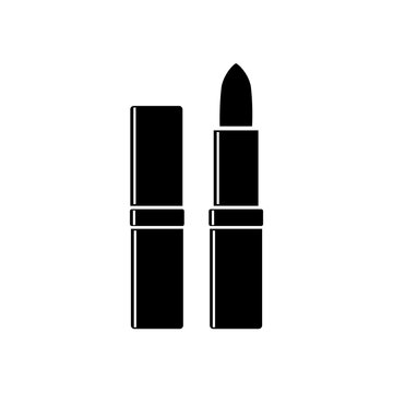 Lipstick, black icon. Isolated on white background vector illustration.