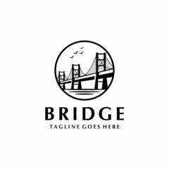 Vintage Long Bridge Symbol Logo Design