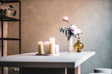 Candle light and flowers