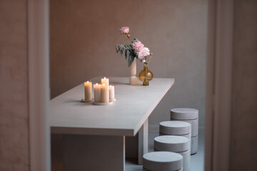 Candle light and flowers