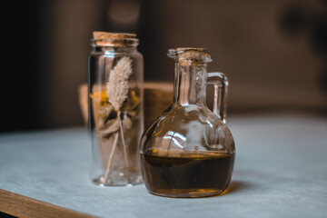 Olive oil and dried plants