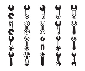 wrench and spanner icons set vector