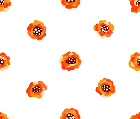 Orange rose. Seamless pattern on the white background.
