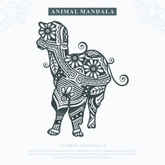 Fototapeta na wymiar ALPACA Mandala Vector. Vintage decorative elements. Oriental pattern, vector illustration.