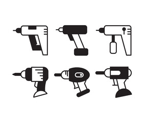 drill and auger icons set vector