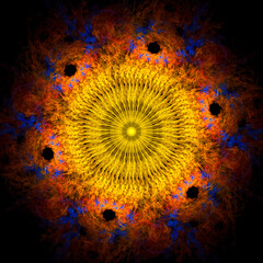 3d effect abstract fractal sun graphic 