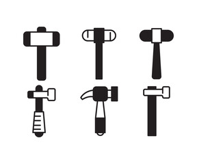 hammer and mallet icons set vector