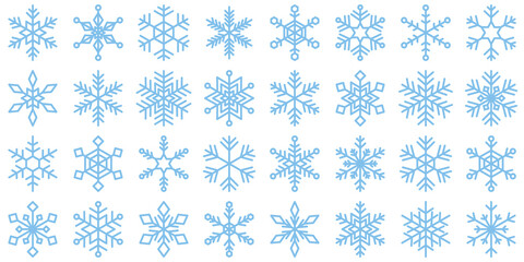 雪の結晶　水色　シンプル　セット