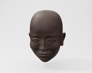 Racial concept diversity. Different human face. Afroamerican woman 3D illustration.