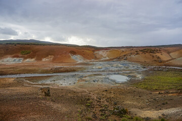 Krýsuvík, Iceland: Krýsuvík-Seltún Geothermal Hot Springs, a geothermal system in Krýsuvík volcanic area, on the Mid-Atlantic Ridge of the Reykjanes peninsula.