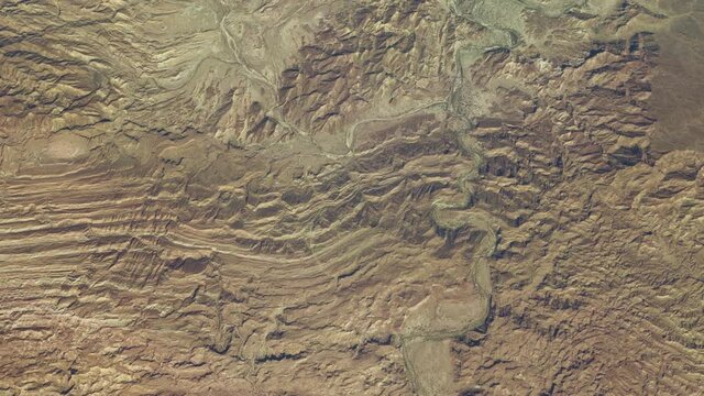 High altitude aerial bird view of Pakistan Balochistan also romanised as Baluchistan and Baluchestan is an arid desert and mountainous region in South and Western Asia 4k resolution animation