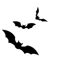 Three flying bat. Simple bat silhouette for halloween.