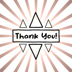 Thank You Card. Hand Written Lettering with retro background, celebrating,Wedding Invitation, Thank You Message,