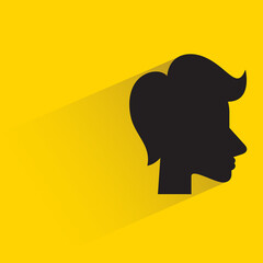 male head silhouette with shadown on yellow background