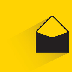 mail, envelope icon with shadow on yellow background