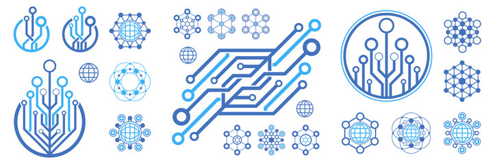 Naklejka premium Artificial intelligence concept symbols and signs. Vector icon and logo Artificial intelligence.