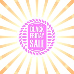 Black friday retro sales banner with sunrays, announcing discount, advertisement items, oldskool banner sunburst background