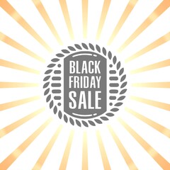 Black friday retro sales banner with sunrays, announcing discount, advertisement items, oldskool banner sunburst background