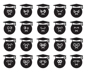 graduated student emoticons set vector