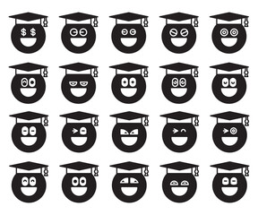 graduated student emoticons set vector
