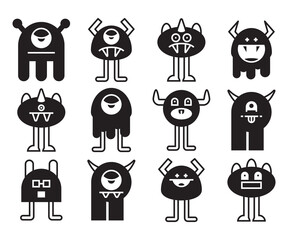 cute and spooky monster characters set vector