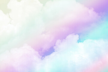 Fototapeta na wymiar beauty sweet pastel violet pink colorful with fluffy clouds on sky. multi color rainbow image. abstract fantasy growing light